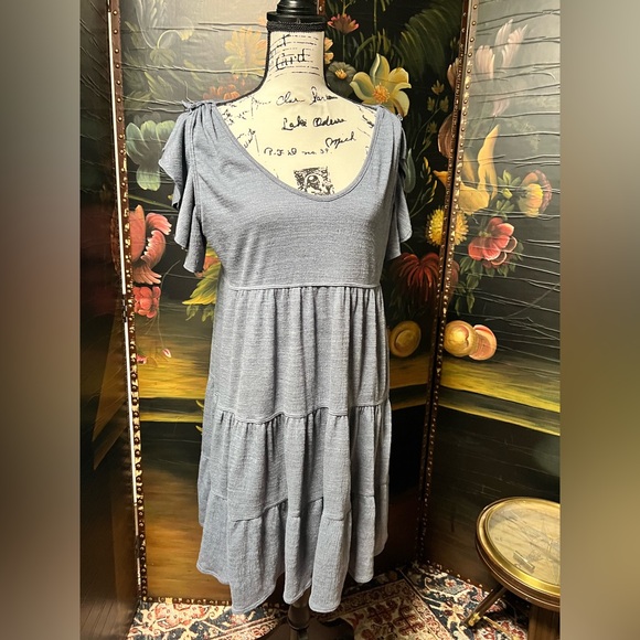 Max Studio blue summer dress sz L (D2) - Picture 1 of 10